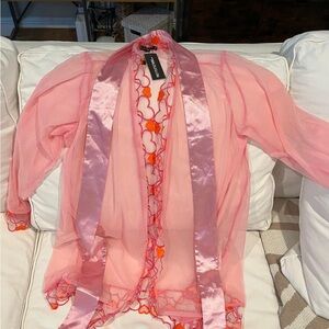 PrettyLittleThing Pink Sheer Robe with Orange Accents